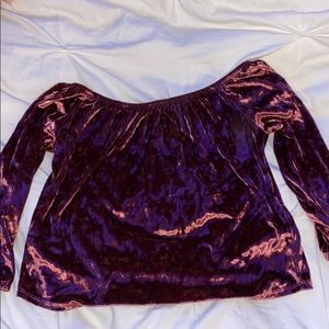 Hollister crushed velvet off the shoulder shirt